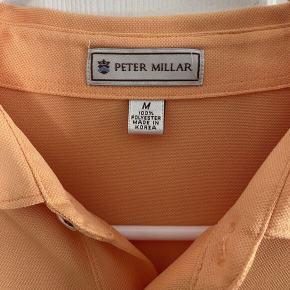 Peter Millar Polo Shirt Mens Medium Light Orange Solid Golf M - Picture 2 of 9